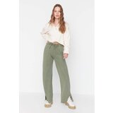 Trendyol Khaki Wash Wide Leg Thin Knitted Sweatpants Cene