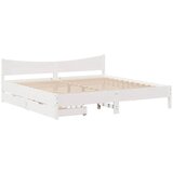 Maison Chic Posteljni okvir - Dvoposteljna postelja - Zakonska postelja s predali bel 200x200 cm trdna borovina, (21694584) | Shoptok.si