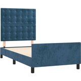  Posteljni okvir z vzglavjem temno moder 80x200 cm žamet | Shoptok.si