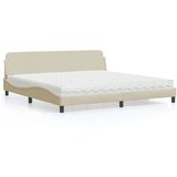 Krevet s madracem krem 200 x 200 cm od tkanine Cijene