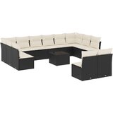  13-dijelni set vrtnih sofa s jastucima poliratan crni | shoptok.hr