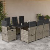  9-dijelni vrtni blagovaonski set od poliratana s jastucima sivi Siva Dužina stola 200 cm | Shoptok.si