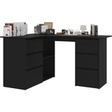  Kotna pisalna miza črna 145x100x76 cm iverna plošča | Shoptok.si