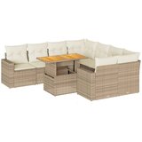 Maison Chic Seti vrtnega pohištva - Vrtna garnitura 9-delna z blazinami bež poli ratan, (21796115) | Shoptok.si