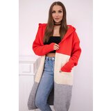 Kesi Striped hooded sweater red + beige + gray | shoptok.hr