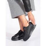 Shelvt Black leather platform sneakers | Shoptok.si