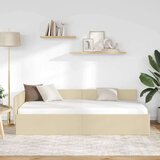 vidaXL Kotna postelja krema 90 x 200 cm Tkanina in oblikovan les | Shoptok.si
