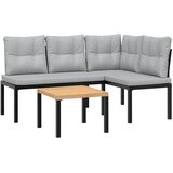  Set vrtnih klupa s jastucima 3 kom crni čelik obložen prahom | shoptok.hr