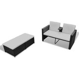 Poli 4-dijelna vrtna garnitura od poliratana s jastucima crna | shoptok.hr
