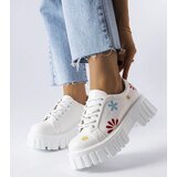 Gemre White loafers decorated with flowers Gemini | Shoptok.si