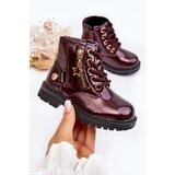 EVENTO Burgundy Patent Leather Zip-Up Ankle Boots Felori | Shoptok.si