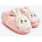 Kesi Fluffy children's slippers with bunny, light pink Apolania