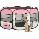 vidaXL Zložljiva pasja ograjica s torbo roza 125x125x61 cm, (20799159) | Shoptok.si