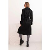Kesi Włoski Women's coat tied at the waist with a collar and buttons black | ePonuda.com