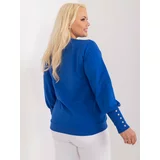 Fashion Hunters Cobalt Blue Women's Cotton Sweatshirt Plus Size