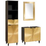 vidaXL Set ormarića za kupaonicu 3 pcs Crna i zlatna Čvrsto drvo manga Cijene