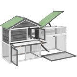  Kavez za zečeve sivi 185,5x60,5x109,5 cm od masivne borovine | Eponuda.com