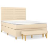  Krevet s oprugama i madracem krem 140x200 cm od tkanine | shoptok.hr