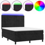 The Living Store Box spring postelja z vzmetnico LED črna 140x190 cm žamet - Box Spring Postelja, (21492782) | Shoptok.si