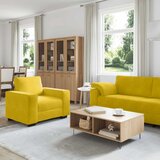  3-dijelni set sofa s jastucima, žuti baršun | Shoptok.si