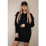 Kesi Black dress with decorative ruffles and hood | Shoptok.si
