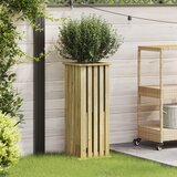 vidaXL vrtnarski cvetlični korito s podložno plastjo 33x33x85 cm Impregnirani bor | Shoptok.si
