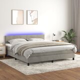 The Living Store Box spring postelja z vzmetnico LED svetlo siva 180x200cm žamet - Box Spring Postelja, (21489132) Cene