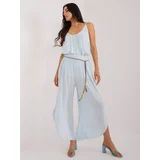 Fashion Hunters Light blue airy trousers with slits OCH BELLA