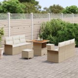  9-dijelni set vrtne sofe s jastučićima bež poli ratan akacija | shoptok.hr