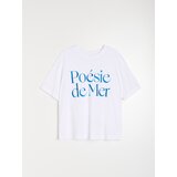 Sinsay Pamučna majica s izvezenim tekstom Poesie de Mer | shoptok.hr