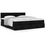 vidaXL Otomanski posteljni okvir z vzmetnico črn 200x200 cm blago | Shoptok.si