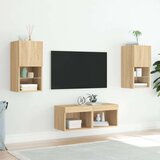  4-dijelni zidni TV ormarići s LED svjetlima boja hrasta sonome | shoptok.hr