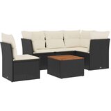  6-dijelni set vrtnih sofa s jastucima crni od poliratana | shoptok.hr