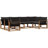 vidaXL Zunanja garnitura za sedenje z blazino 6 pcs Naravna in črna, (5000273238) | Shoptok.si