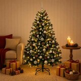  Umjetno božićno drvce zeleno s kuglicama 150 cm 150 LED lampica - Zelena s mraženim vrhovima Ø 80 x 150 cm s 150 LED dioda i sre | shoptok.hr