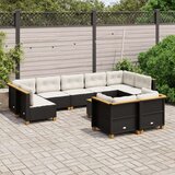 vidaXL 10-dijelni set vrtnih sofa s jastucima crni od poliratana | shoptok.hr