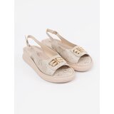 GOODIN Flat sandals with taupe decoration | Shoptok.si