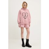 MOSCHINO JEANS Bombažen pulover ženska, roza barva, s kapuco, 1708 3228 | Shoptok.si