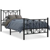 vidaXL Kovinski posteljni okvir z vzglavjem in vznožjem črn 80x200 cm | Shoptok.si