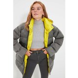 Trendyol Gray Oversize Hooded Yellow Lined Inflatable Coat Cene