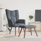 The Living Store Stol za sproščanje s stolčkom temno siv žamet - Stol Za Sproščanje, (21485259) Cene