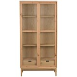 Rowico Vitrina v hrastovem dekorju z drsnimi vrati v naravni barvi 100x203 cm Hazelton – Cene