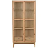 Vitrina v hrastovem dekorju z drsnimi vrati v naravni barvi 100x203 cm Hazelton –