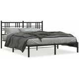 Metalni okvir za krevet s uzglavljem crni 150x200 cm