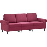  3-dijelni set sofa s jastucima crvena boja vina baršunasti | shoptok.hr