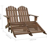  Vrtni dvosjed Adirondack od jelovine s otomanom smeđi | shoptok.hr