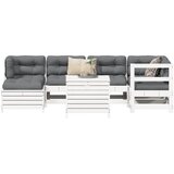 The Living Store Vrtna sedežna garnitura 7-delna bela trdna borovina - Vrtna Sedežna Garnitura, (21464622) | Shoptok.si