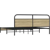 Metalni Kovinski posteljni okvir brez vzmetnice sonoma hrast 193x203 cm, (21611591) | Shoptok.si