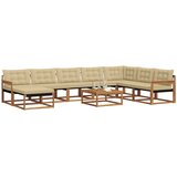  Set vanjskih sofa 9 pcs Prirodna i bež Čvrsto drvo akacije | Eponuda.ba