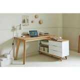 Livetastic KOTNA PISALNA MIZA leseni material bela, barve hrasta | Shoptok.si